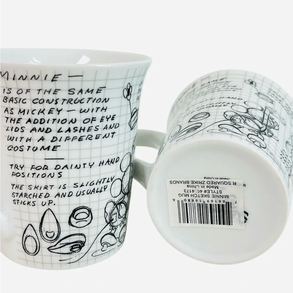 Tracey Porter Coffee Tea Mugs Disney Sketch Book Minnie Mouse Set of 2